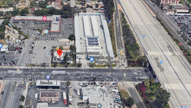 15701 Roscoe Boulevard North Hills Aerial View (©2020 Google Maps)