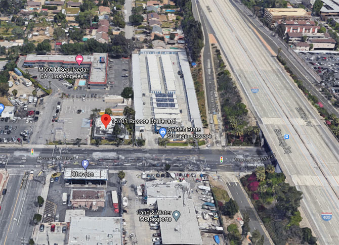 15701 Roscoe Boulevard North Hills Aerial View (©2020 Google Maps)