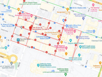 Sacramento Mass Shooting Map April 03,-04, 2022 (Map data ©2022)